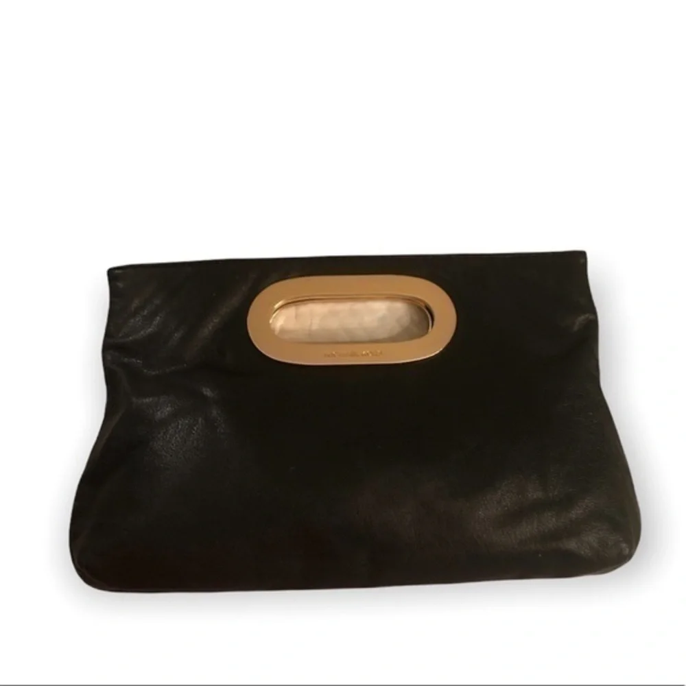 Michael kors black leather clutch bag